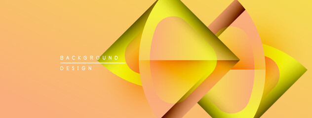 Aufkleber - Abstract geometric design. Orange, yellow gradients create dynamic layers. Modern background suitable for presentations, branding.
