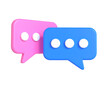 © Saleh - Two 3D speech bubbles, pink and blue, represent communication and conversation