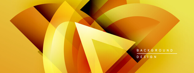 Aufkleber - Abstract golden shapes overlap, creating dynamic visual effect. Bright gradients suggest energy, movement, modern design aesthetic.
