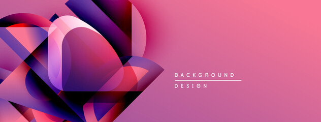 Poster - Abstract geometric shapes overlap, creating vibrant pink, purple hues. Modern design element for backgrounds, presentations.