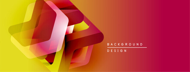 Aufkleber - Abstract geometric shapes overlap, creating vibrant yellow to red gradient. Modern design element for banners or backgrounds.