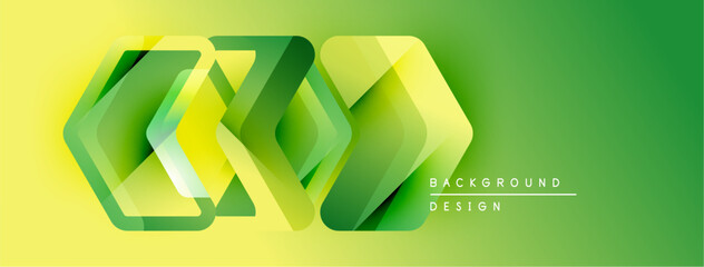 Aufkleber - Abstract geometric shapes overlap, creating vibrant green, yellow gradient. Modern design element for backgrounds, presentations.