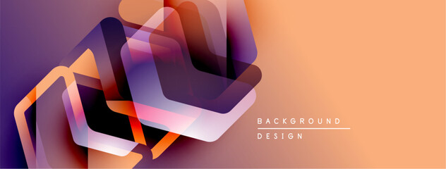 Aufkleber - Abstract geometric shapes overlap, creating vibrant color gradients. Orange blends into purple, forming modern design elements.