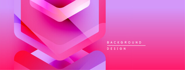 Aufkleber - Abstract geometric shapes, vibrant pinks, purples create modern background. Gradient effect adds depth, visual interest. Minimal text present.