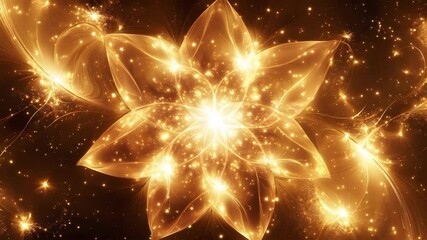 Poster - Delicate flower with shimmering gold stars adorning its petals against a soft focus background