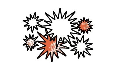 Poster - Modern vector-style illustration of abstract starburst and spark shapes, easily scalable and editable.