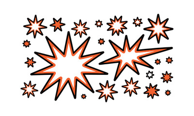 Poster - Modern vector-style illustration of abstract starburst and spark shapes, easily scalable and editable.