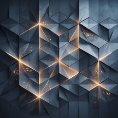 Poster - Abstract Geometric Background with Glowing Light Streaks