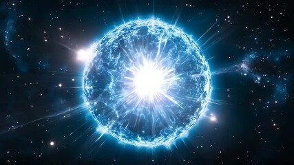 Poster - Blue star illuminated by black hole surrounded by vibrant nebula and cosmic light phenomena