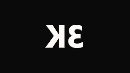 Fototapete -  Celebration neon number 3K with  black color  Background Loop Animation. 3d animation seamless loop. Number one 3d animation.
