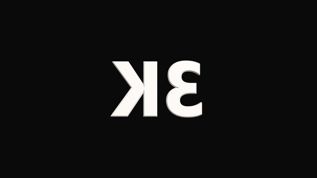 celebration neon number 3k with black color background loop animation. 3d animation seamless loop. n
