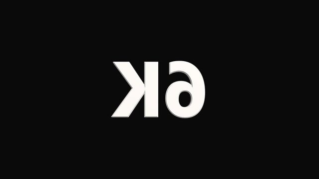  Celebration neon number 6K with black  color  Background Loop Animation. 3d animation seamless loop. Number one 3d animation seamless loop on black color background.