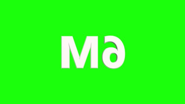  Birthday And Anniversary Celebration neon number 6M with  green color  Background Loop Animation. 3d animation seamless loop. Number 3d animation seamless loop on  green color background.