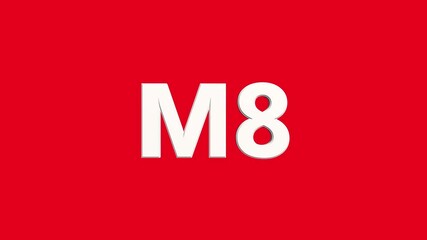 Fototapete -  Birthday And Anniversary Celebration neon number 8M with  red color  Background Loop Animation. 3d animation seamless loop. Number 3d animation seamless .