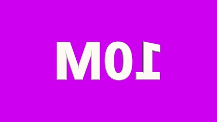 Fototapete -  Birthday And Anniversary Celebration neon number 10M Loop Animation. 3d animation seamless loop. Number  3d animation seamless loop on pink color background.