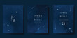© babeer - Luxury wedding card design vector set. Elegant invitation card with little star moon sun meteor and space decoration on navy blue background. Design illustration for cover, poster, gala.