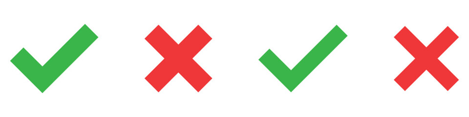 Poster - green tick mark. red cross mark icons. yes and no buttons. do and don't button. checkmark and crossmark button.