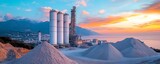 Sunset cement plant, mountain view. Industry