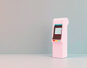 Poster - Interactive digital kiosk modern office space technology display minimalist environment front view user engagement