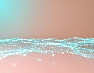 Poster - Dynamic digital waves abstract background 3d visualization soft colors horizontal perspective technology concept