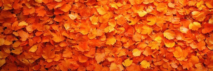Orange Fall Background. Autumn Park with Maple Leaves in Orange Colors