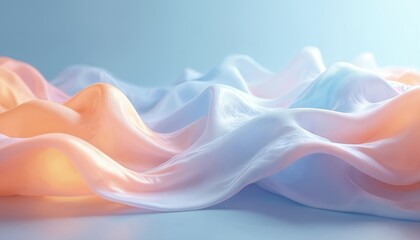 Poster - Digital art abstract composition. Dynamic flowing shapes, vibrant colors blue orange. Soft gradient transition, creating smooth, serene background. Modern design suitable for wallpaper, posters, web