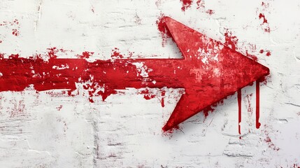 Poster - Red Arrow Grunge Texture Wall Background Abstract Design Element Digital Art Graphic Resource Vintage Style Industrial Modern Bold