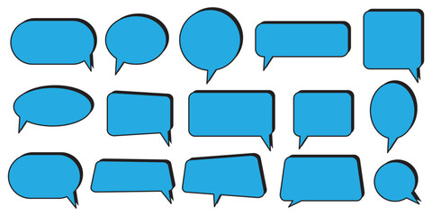 Poster - Speech bubble shape blank set. Simple flat design. text box and message icon collection on a white background.