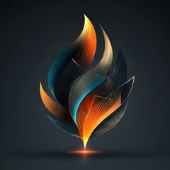 Poster - Abstract Geometric Flame Design with Glowing Lines