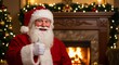 © Judy - Photo of Santa Claus Giving Thumbs Up near Decorated Fireplace with Christmas Decorations
