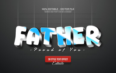 Fototapete - Blue white father 3d style text effect editable