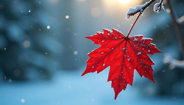 Bright Canada Day card red maple leaf on string, subtle leaf pattern, sunny day, Modern Happy Canada Day Celebration greeting card design template, created with generative ai