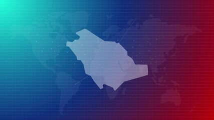 Poster - Saudi arabia map futuristic saudi arabian country shape connected global map with blue gradient background