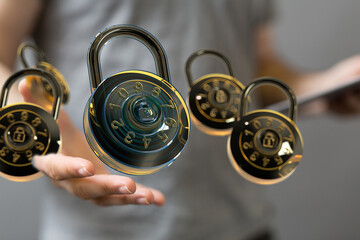 Aufkleber - Secure your data!  Image of combination locks representing online security and privacy.