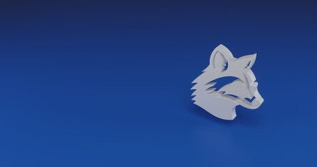 Poster - Isolated realistic white raccoon head symbol with shadow. Located on the right side of the scene. 3d illustration on transparent background