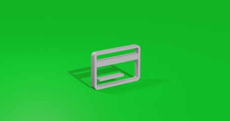 Poster - Isolated realistic white credit card symbol front view with shadow. 3d illustration on green chroma key background