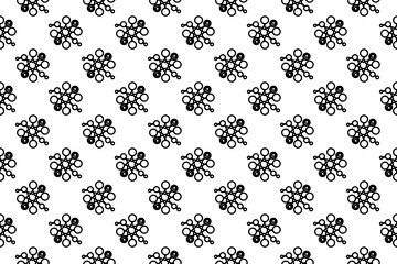Poster - Seamless pattern completely filled with outlines of molecule symbols. Elements are evenly spaced. Illustration on transparent background