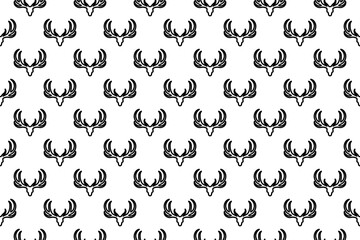 Aufkleber - Seamless pattern completely filled with outlines of deer horns symbols. Elements are evenly spaced. Illustration on transparent background