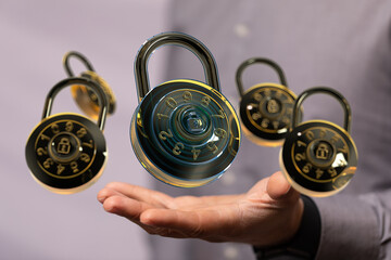 Poster - High-quality image of combination locks, ideal for illustrating data protection and cybersecurity concepts.