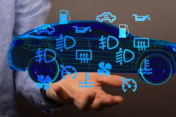 Poster - Innovative car diagnostics.  See your car's status with helpful visual indicators.