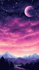 Canvas Print - Cross stitch Galaxy nature landscape astronomy.
