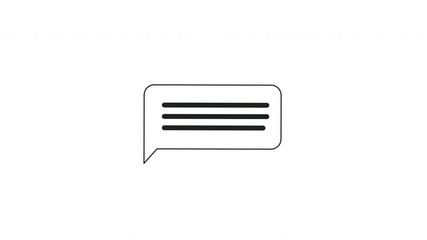 Poster - Text message box with typing three lines 2D cartoon object animation. Digital content creation. Online chat interface. Talking speech bubble animated flat outline item 4K video isolated on white