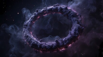 Wall Mural - Cosmic Ring Nebula A Dark Violet Galaxy Smoke Ring Digital Art
