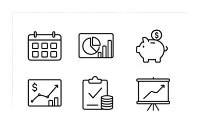 Poster - Financial planning icons for business reports and presentations