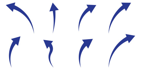 Poster - Curve arrows set. Arrow sign. Set of curved arrows isolated on white background. Curved arrows, hand drawn curved arrows. Arrow vector sign illustration.