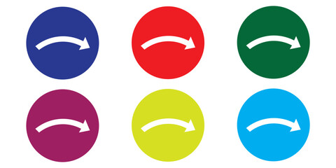 Aufkleber - Colorful curved arrows pointing right. Vector curved arrow icon. curve arrow vector illustration. Curved or arch arrow icon isolated.