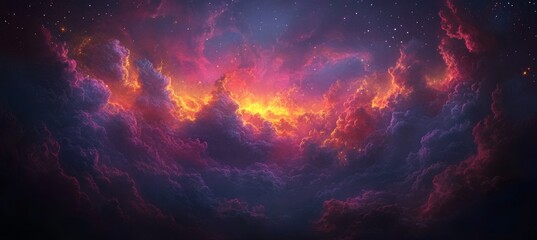 Wall Mural - cosmic cloudscape fiery nebula, brilliant stars, and radiant hues of an epic, imaginative universe