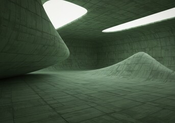 Leinwandbilder - Abstract 3D Rendered Interior with Geometric Curves and Subtle Lighting in Gray Tones