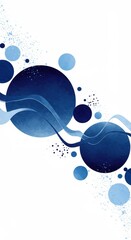 Leinwandbilder - Abstract Composition Of Blue Circles And Waves On White Background Illustration