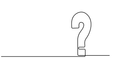 Poster - one continuous line drawing of a question mark isolated on a white background in simple vector illustration style